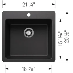 Blanco Liven 21" Dual Mount Silgranit Kitchen Sink, Anthracite, 1 Faucet Hole, 443227