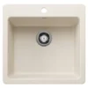 Blanco Liven 21" Dual Mount Silgranit Kitchen Sink, Soft White, 1 Faucet Hole, 443233