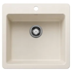 Blanco Liven 21" Dual Mount Silgranit Kitchen Sink, Soft White, 1 Faucet Hole, 443233