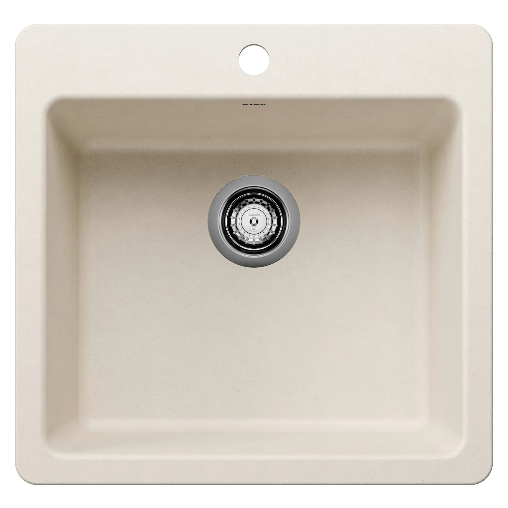 Blanco Liven 21" Dual Mount Silgranit Kitchen Sink, Soft White, 1 Faucet Hole, 443233