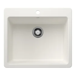 Blanco Liven 25" Dual Mount Silgranit Kitchen Sink, White, 1 Faucet Hole, 443221