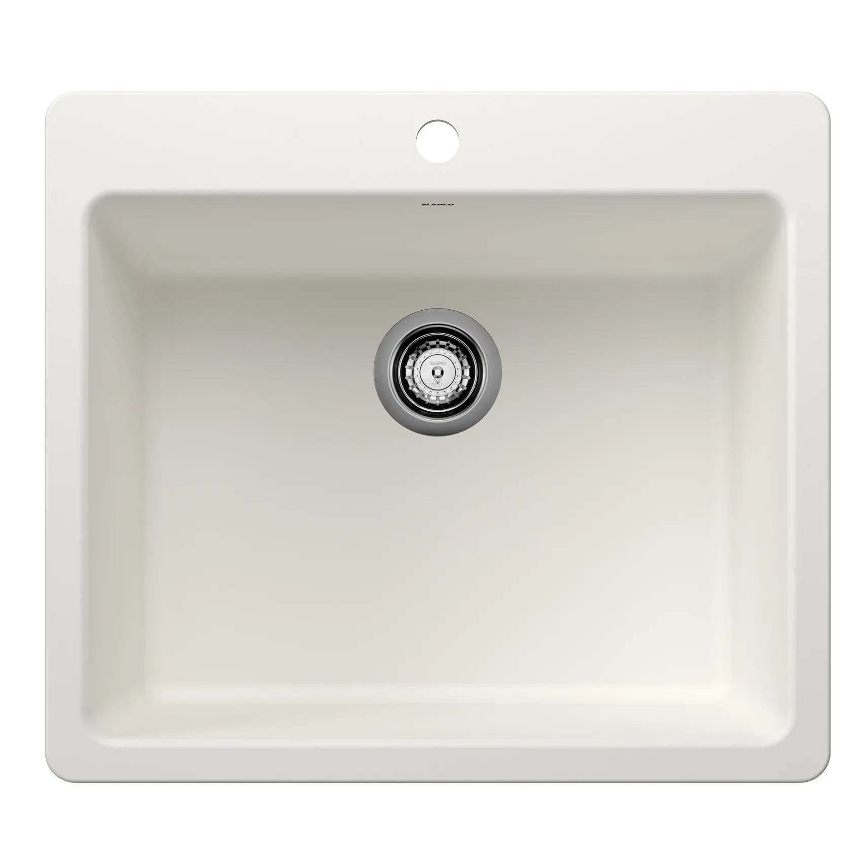 Blanco Liven 25" Dual Mount Silgranit Kitchen Sink, White, 1 Faucet Hole, 443221