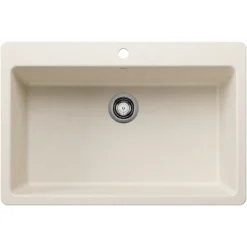Blanco Liven 33" Dual Mount Silgranit Kitchen Sink, Soft White, 1 Faucet Hole, 443201
