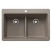 Blanco Liven 33" Dual Mount Silgranit Kitchen Sink, 50/50 Double Bowl, Truffle, 1 Faucet Hole, 443206