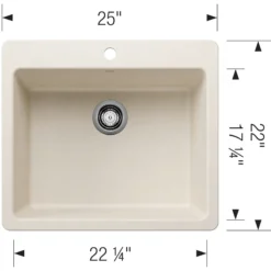 Blanco Liven 25" Dual Mount Silgranit Kitchen Sink, Soft White, 1 Faucet Hole, 443225