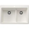 Blanco Liven 33" Dual Mount Silgranit Kitchen Sink, 60/40 Double Bowl, White, 1 Faucet Hole, 443213