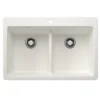 Blanco Liven 33" Dual Mount Silgranit Kitchen Sink, 50/50 Double Bowl, White, 1 Faucet Hole, 443205