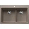 Blanco Liven 33" Dual Mount Silgranit Kitchen Sink, 60/40 Double Bowl, Truffle, 1 Faucet Hole, 443214