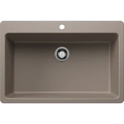 Blanco Liven 33" Dual Mount Silgranit Kitchen Sink, Truffle, 1 Faucet Hole, 443198