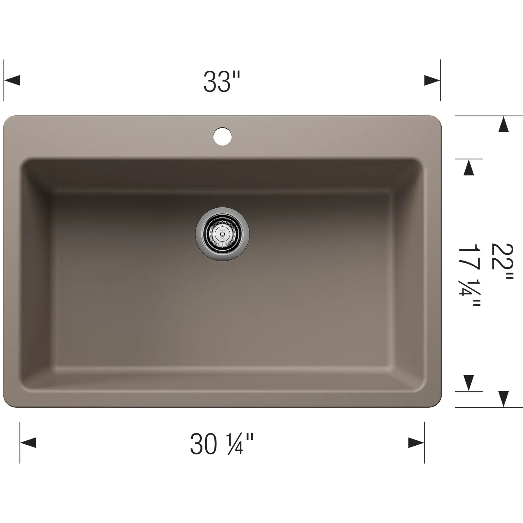 Blanco Liven 33" Dual Mount Silgranit Kitchen Sink, Truffle, 1 Faucet Hole, 443198