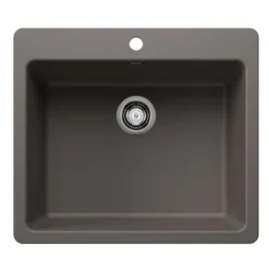Blanco Liven 25" Dual Mount Silgranit Kitchen Sink, Volcano Gray, 1 Faucet Hole, 443224