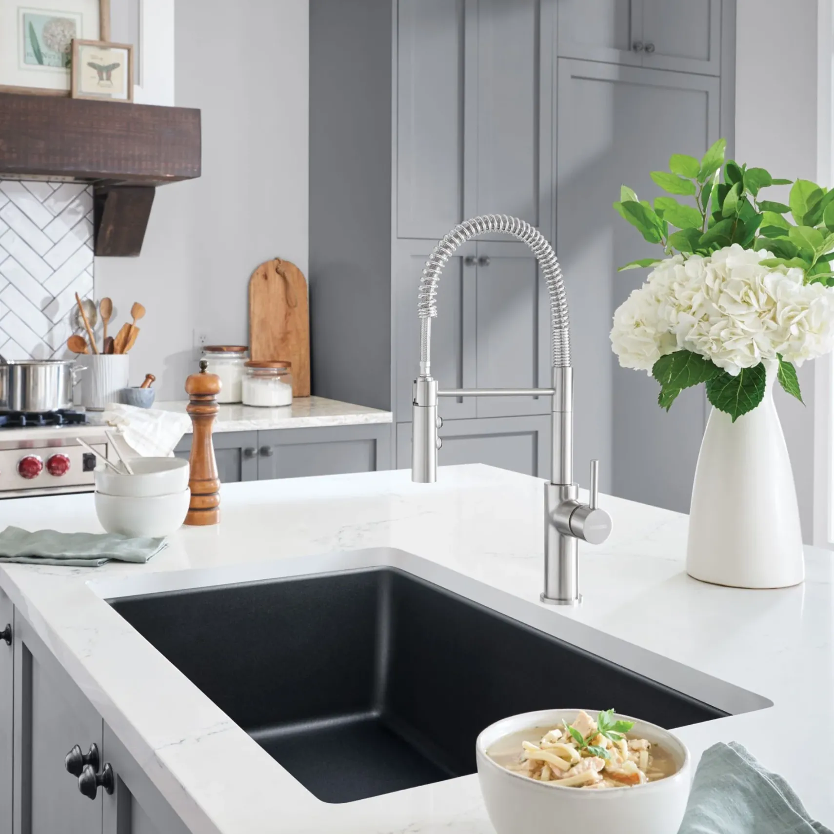 Blanco Liven 33" Dual Mount Silgranit Kitchen Sink, Anthracite, 1 Faucet Hole, 443195