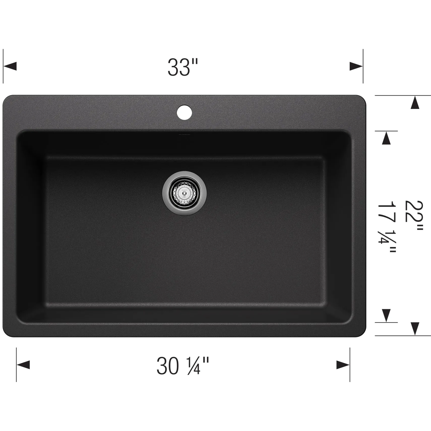 Blanco Liven 33" Dual Mount Silgranit Kitchen Sink, Anthracite, 1 Faucet Hole, 443195