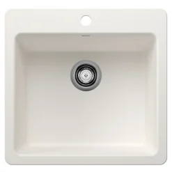 Blanco Liven 21" Dual Mount Silgranit Kitchen Sink, White, 1 Faucet Hole, 443229