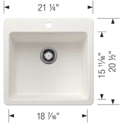 Blanco Liven 21" Dual Mount Silgranit Kitchen Sink, White, 1 Faucet Hole, 443229