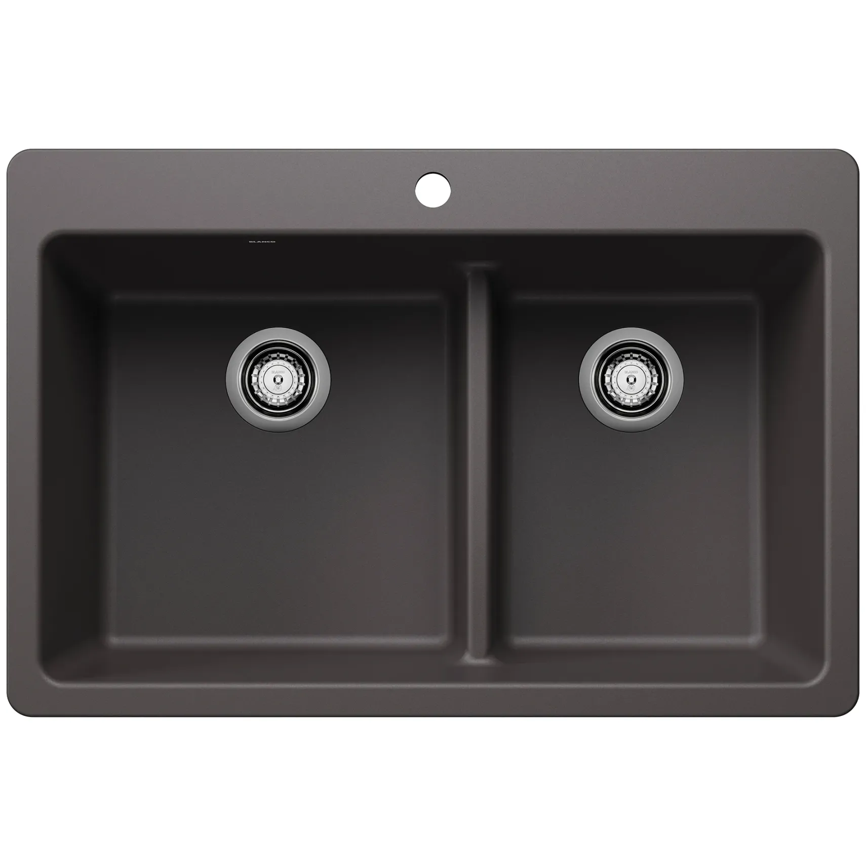 Blanco Liven 33" Dual Mount Silgranit Kitchen Sink, 60/40 Double Bowl, Cinder, 1 Faucet Hole, 443212