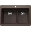 Blanco Liven 33" Dual Mount Silgranit Kitchen Sink, 60/40 Double Bowl, Cafe, 1 Faucet Hole, 443215