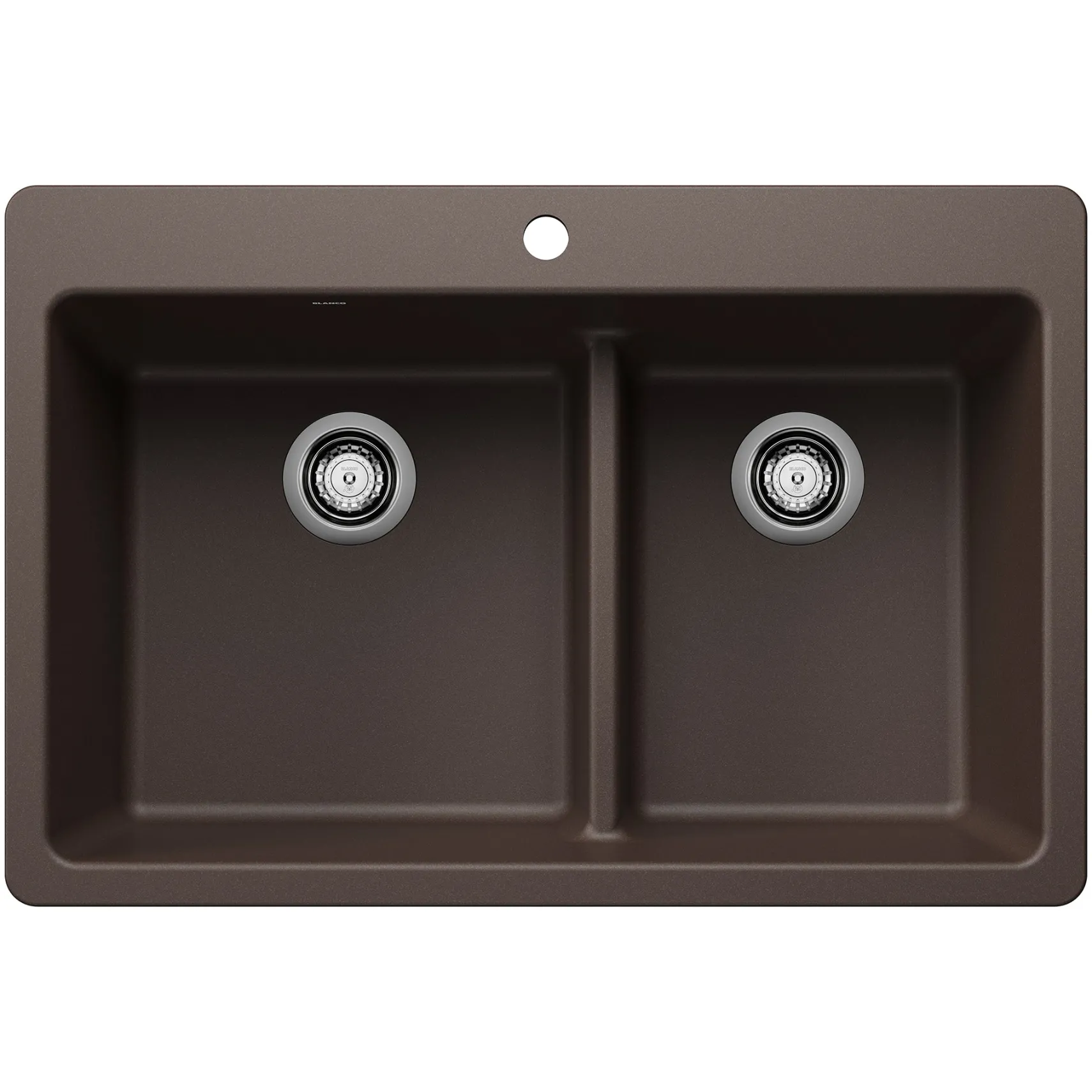 Blanco Liven 33" Dual Mount Silgranit Kitchen Sink, 60/40 Double Bowl, Cafe, 1 Faucet Hole, 443215