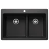 Blanco Liven 33" Dual Mount Silgranit Kitchen Sink, 60/40 Double Bowl, Anthracite, 1 Faucet Hole, 443211