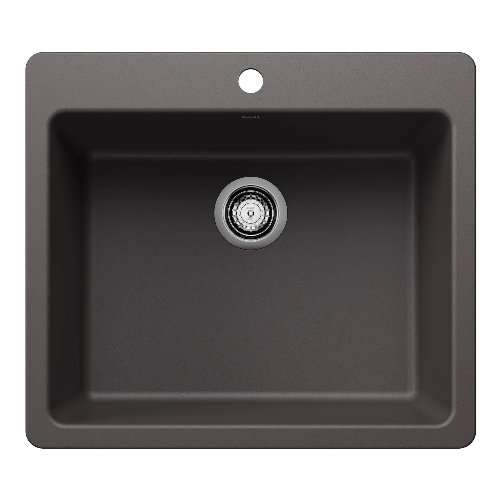 Blanco Liven 25" Dual Mount Silgranit Kitchen Sink, Cinder, 1 Faucet Hole, 443220