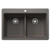 Blanco Liven 33" Dual Mount Silgranit Kitchen Sink, 50/50 Double Bowl, Volcano Gray, 1 Faucet Hole, 443208