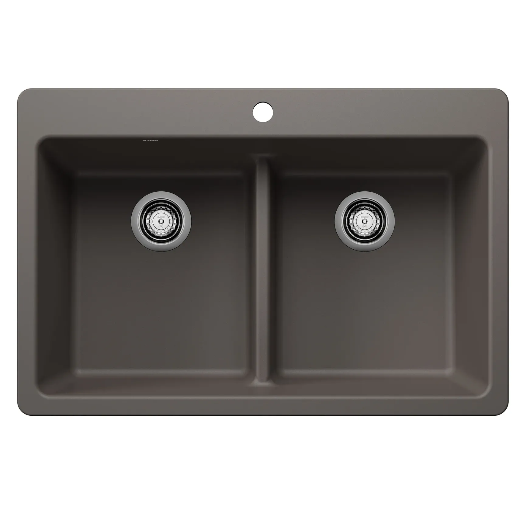 Blanco Liven 33" Dual Mount Silgranit Kitchen Sink, 50/50 Double Bowl, Volcano Gray, 1 Faucet Hole, 443208