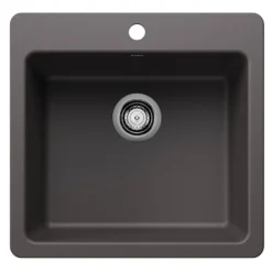 Blanco Liven 21" Dual Mount Silgranit Kitchen Sink, Cinder, 1 Faucet Hole, 443228