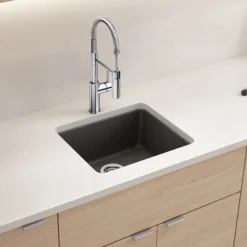 Blanco Liven 21" Dual Mount Silgranit Kitchen Sink, Cinder, 1 Faucet Hole, 443228