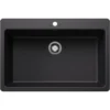 Blanco Liven 33" Dual Mount Silgranit Kitchen Sink, Coal Black, 1 Faucet Hole, 443194