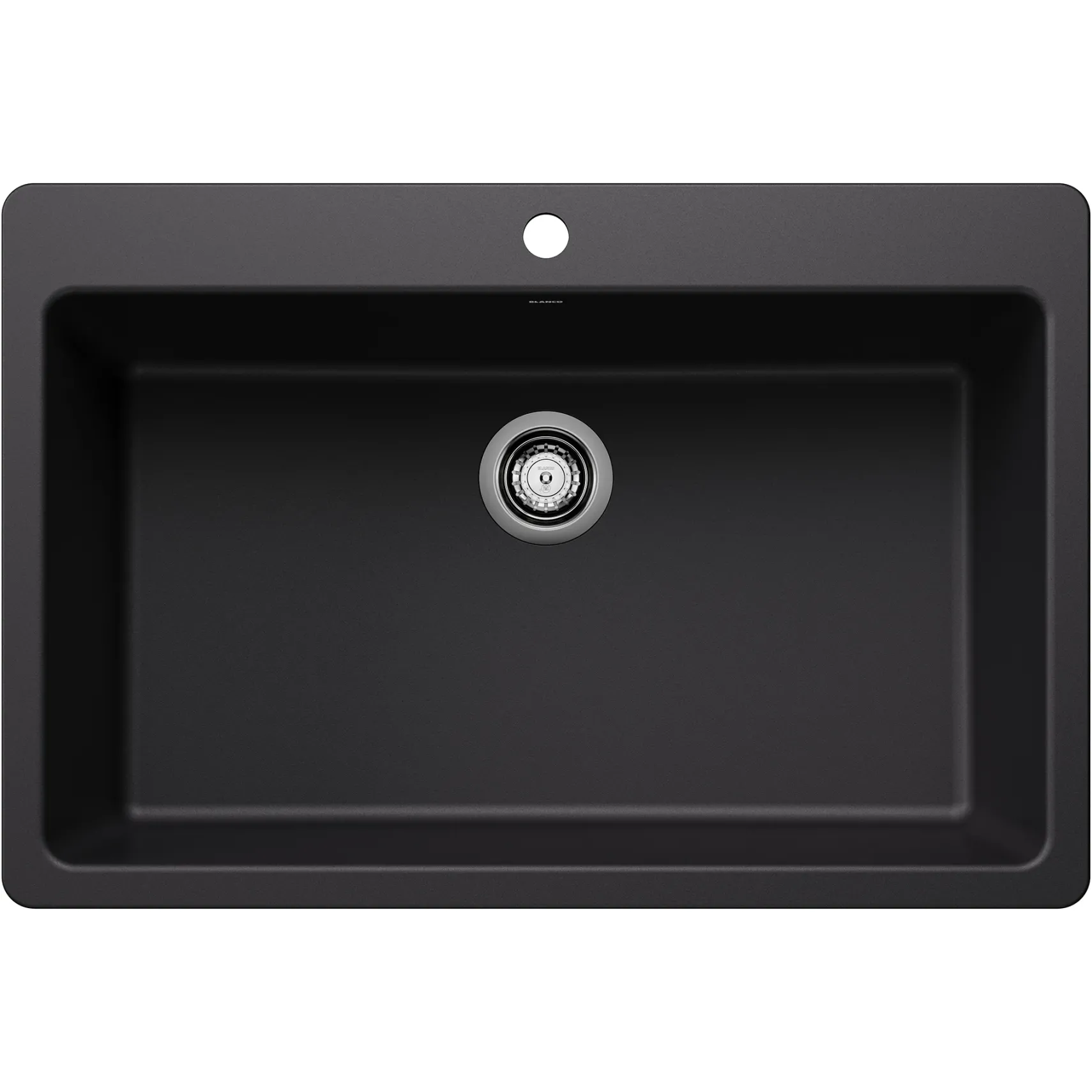 Blanco Liven 33" Dual Mount Silgranit Kitchen Sink, Coal Black, 1 Faucet Hole, 443194