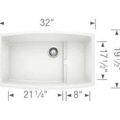 Blanco Performa 32" Undermount Granite Composite Kitchen Sink with Accessories, Silgranit, White, 440066
