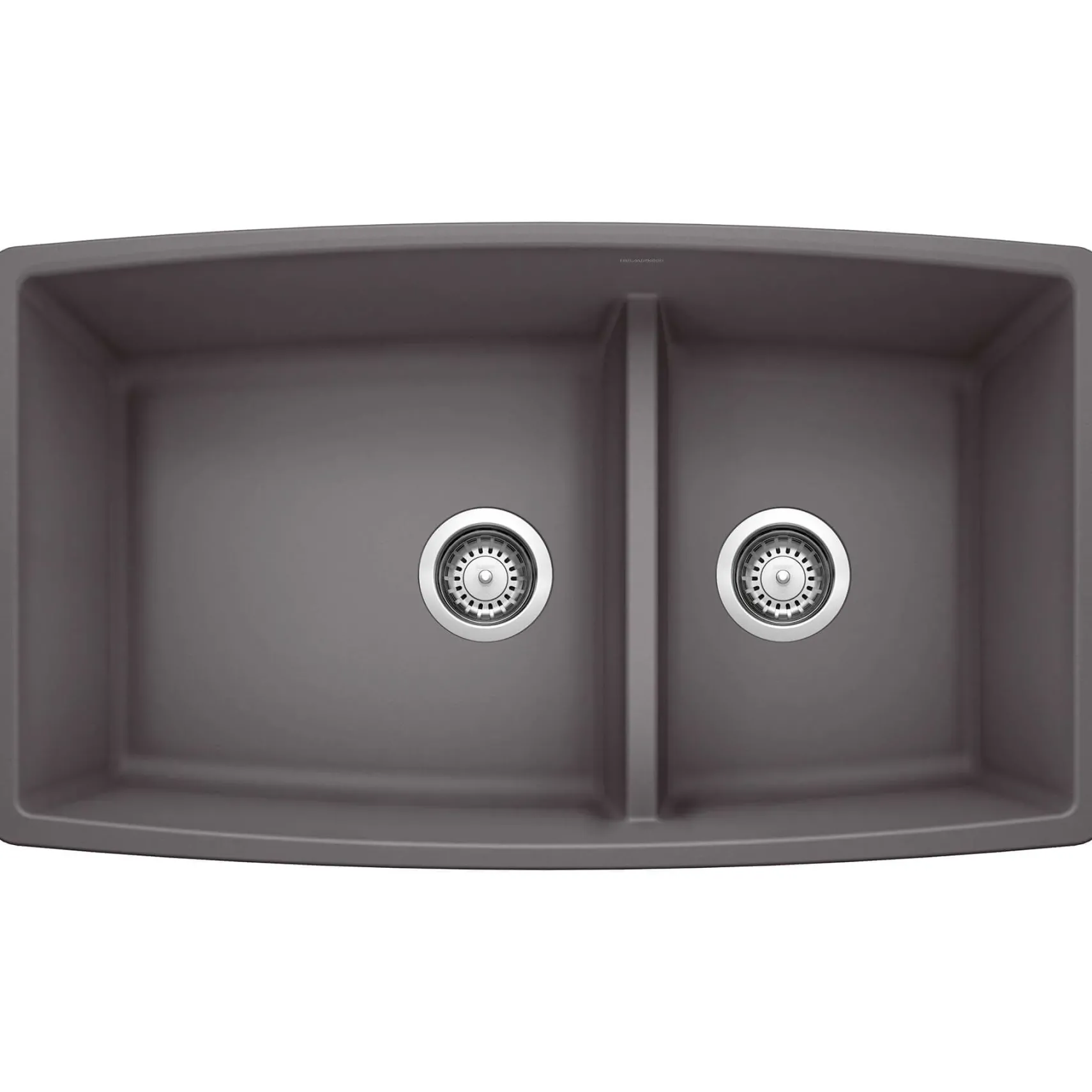 Blanco Performa 33" Undermount Granite Composite Kitchen Sink, Silgranit, 60/40 Double Bowl, Cinder, 441474