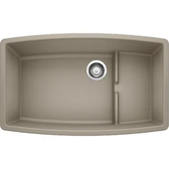 Blanco Performa 32" Undermount Granite Composite Kitchen Sink with Accessories, Silgranit, Truffle, 441291
