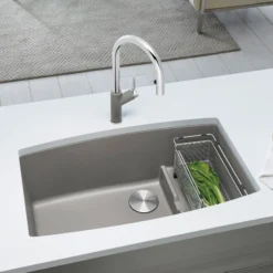 Blanco Performa 32" Undermount Granite Composite Kitchen Sink with Accessories, Silgranit, Truffle, 441291