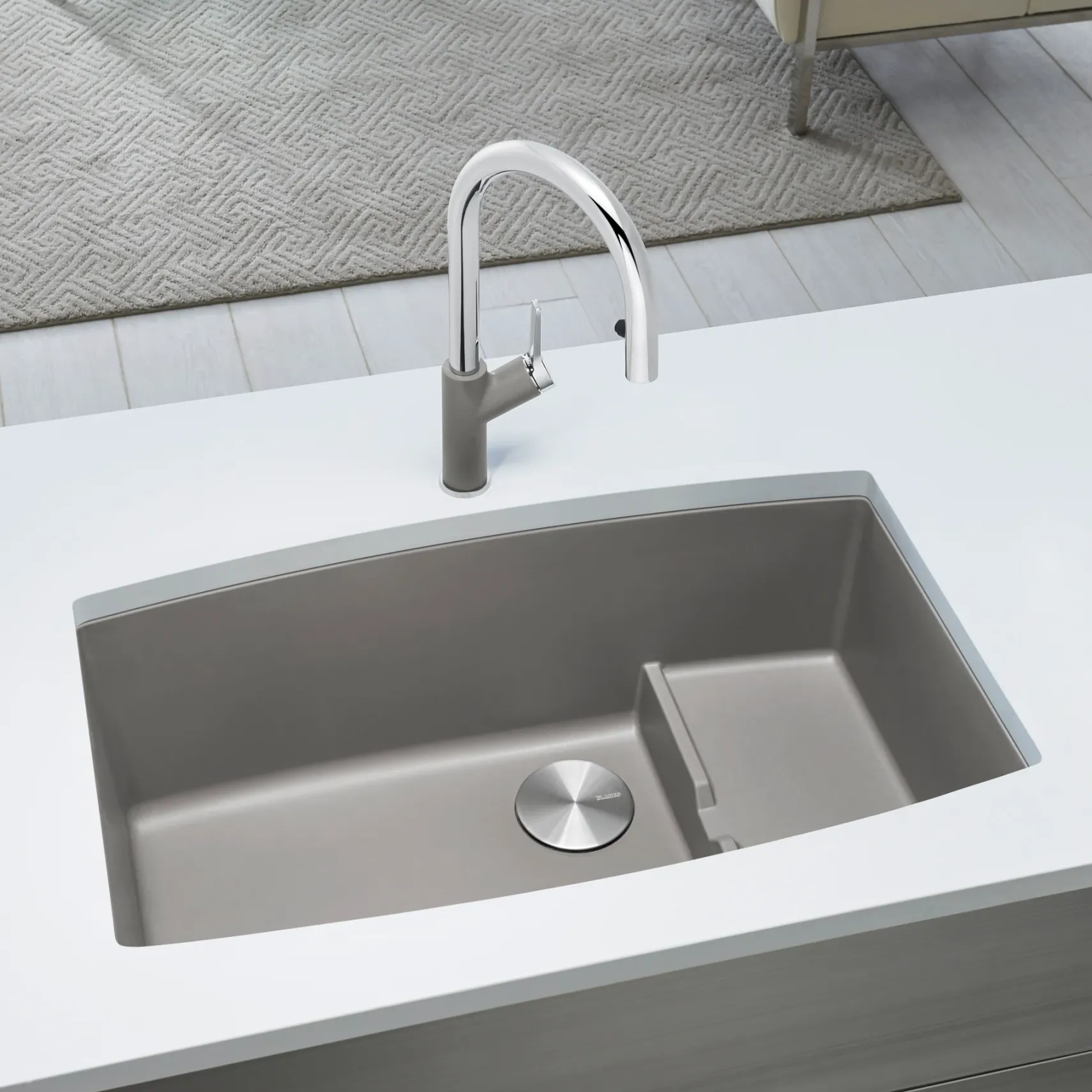 Blanco Performa 32" Undermount Granite Composite Kitchen Sink with Accessories, Silgranit, Truffle, 441291