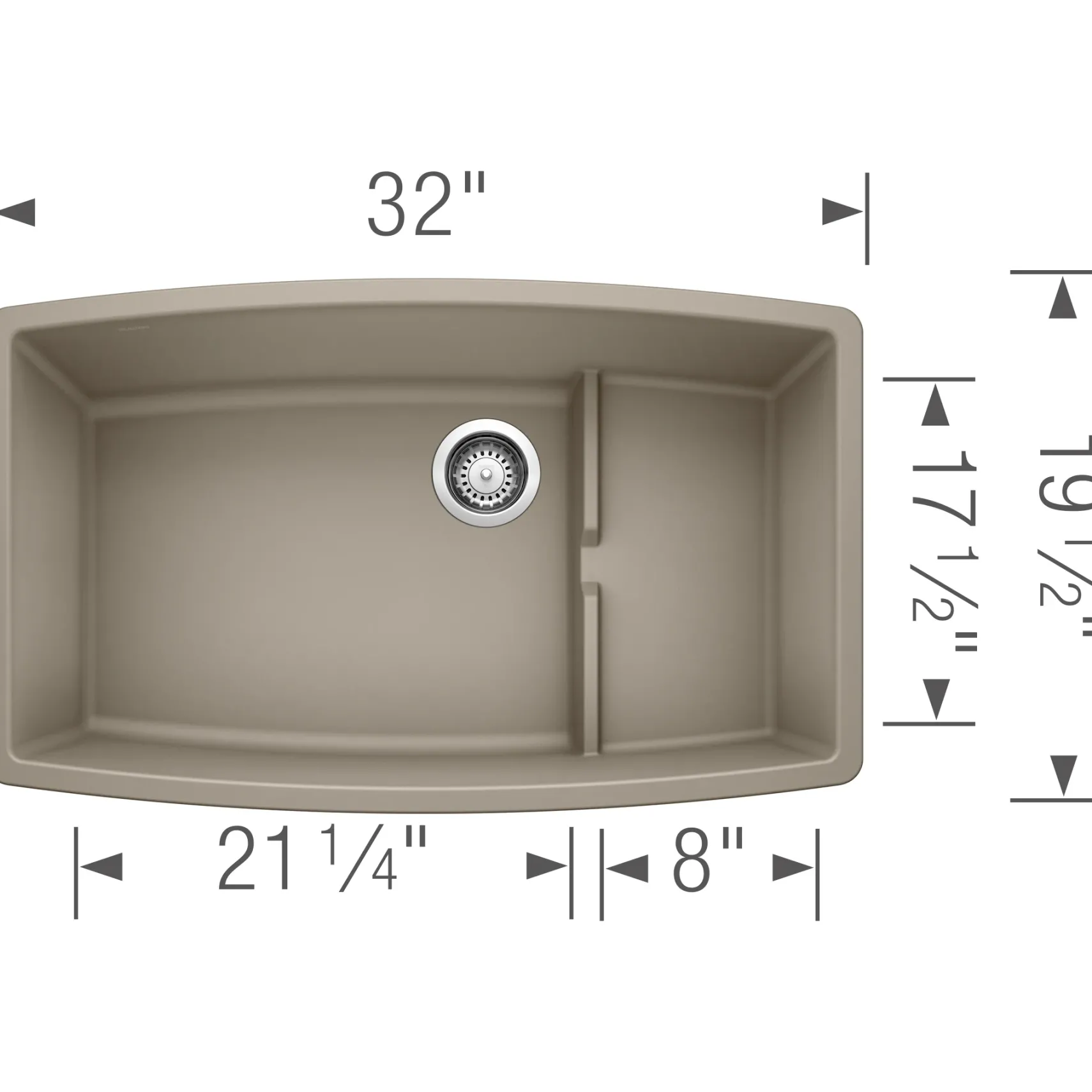 Blanco Performa 32" Undermount Granite Composite Kitchen Sink with Accessories, Silgranit, Truffle, 441291