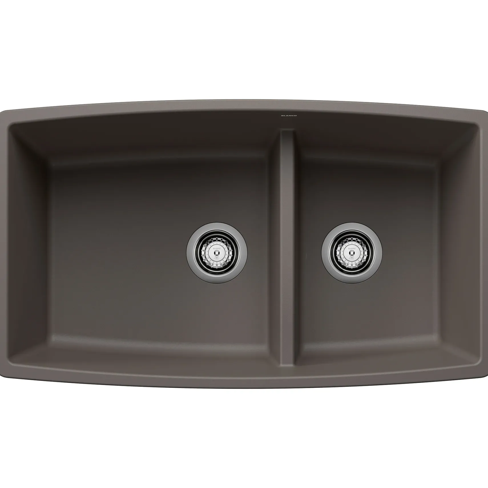 Blanco Performa 33" Undermount Silgranit Kitchen Sink, 60/40 Double Bowl, Volcano Gray, No Faucet Hole, 443125
