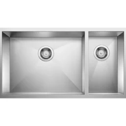Blanco Precision 33" Undermount Stainless Steel Kitchen Sink, 70/30 Double Bowl, 18 Gauge, Satin Polish, 516213