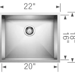 Blanco Precision 22" Undermount Stainless Steel Kitchen Sink, 18 Gauge, Satin Polish, 516210