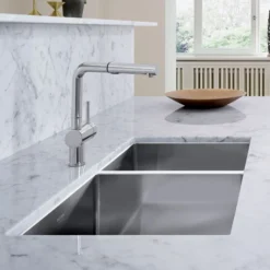 Blanco Precision 33" Undermount Stainless Steel Kitchen Sink, 60/40 Double Bowl, 18 Gauge, Satin Polish, 515824
