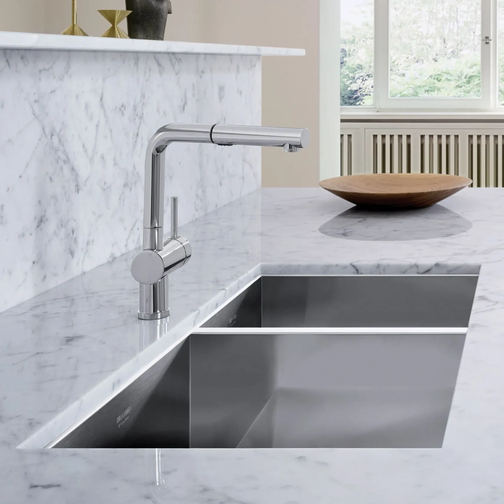 Blanco Precision 33" Undermount Stainless Steel Kitchen Sink, 60/40 Double Bowl, 18 Gauge, Satin Polish, 515821