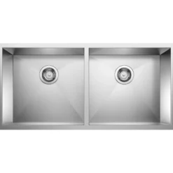 Blanco Precision 37" Undermount Stainless Steel Kitchen Sink, 50/50 Double Bowl, 18 Gauge, Satin Polish, 516212
