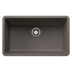 Blanco Precis 30" Undermount Granite Composite Kitchen Sink, Silgranit, Volcano Gray, 443120