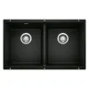 Blanco Precis 30" Undermount Granite Composite Kitchen Sink, Silgranit, 50/50 Double Bowl, Coal Black, 442927