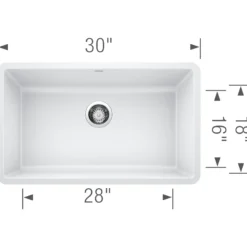 Blanco Precis 30" Undermount Granite Composite Kitchen Sink, Silgranit, White, 442533