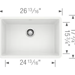 Blanco Precis 27" Undermount Granite Composite Kitchen Sink, Silgranit, White, 522429