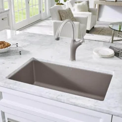 Blanco Precis 32" Undermount Granite Composite Kitchen Sink, Silgranit, Truffle, 441297