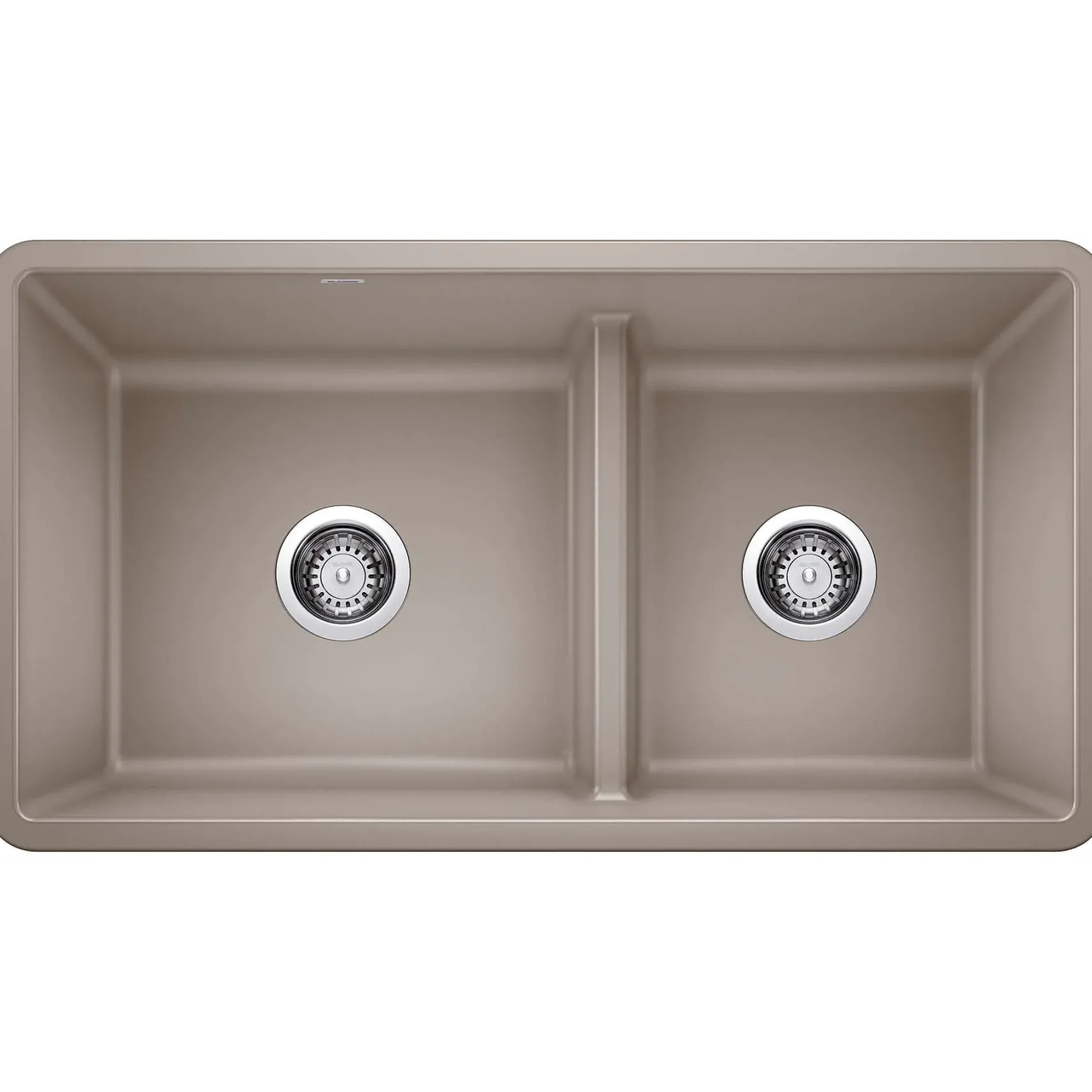 Blanco Precis 33" Undermount Granite Composite Kitchen Sink, Silgranit, 60/40 Double Bowl, Truffle, 442522