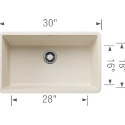 Blanco Precis 30" Undermount Granite Composite Kitchen Sink, Silgranit, Soft White, 443083