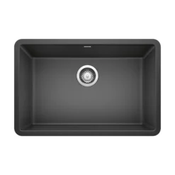 Blanco Precis 27" Undermount Granite Composite Kitchen Sink, Silgranit, Anthracite, 522259